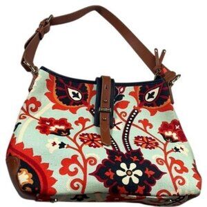 Spartina 449 Waving Girl Buckle Hobo Natural Linen & Genuine Leather Material